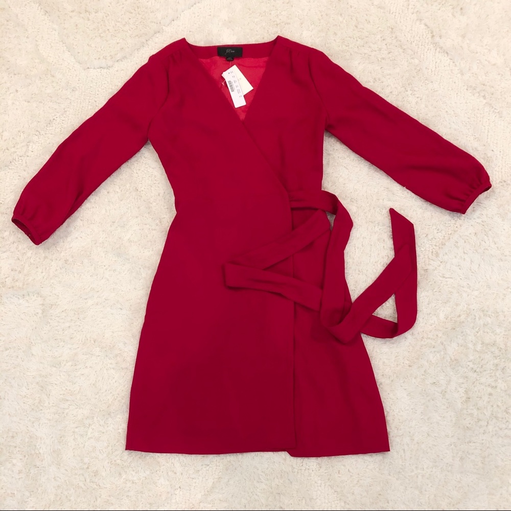 J. Crew Wrap Dress in 365 Crepe Festive Red